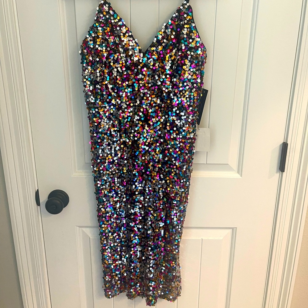 Lulus multicolor sequin cocktail dress